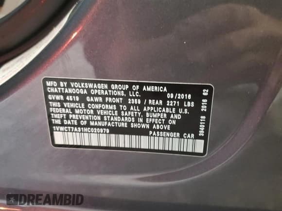 ✅ 2017 Volkswagen Passat SEL Premium • VIN: 1VWCT7A31HC020979 • Lot: 89916015. Wystawiony na Copart z przebiegiem 115 744 mil. Bezpłatny archiwum sprzedaży aukcyjnych z USA i szczegółowy raport historii pojazdu na DreamBid. Zdjęcie 12.