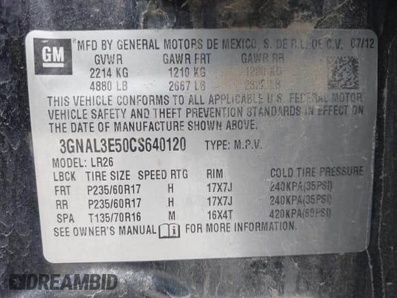 ✅ 2012 Chevrolet Captiva Sport LT • VIN: 3GNAL3E50CS640120 • Lot: 43635219. Wystawiony na IAAI z przebiegiem 93 808 mil. Bezpłatny archiwum sprzedaży aukcyjnych z USA i szczegółowy raport historii pojazdu na DreamBid. Zdjęcie 9.