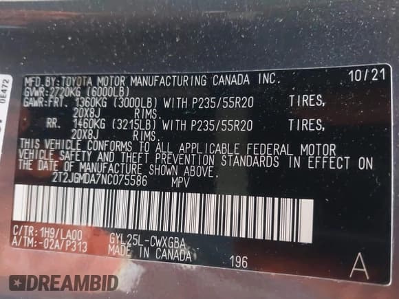 ✅ 2022 Lexus RX 450h • VIN: 2T2JGMDA7NC075586 • Lot: 42606238. Listed on IAAI with 39,423 mi. Free auction sales archive from the USA and detailed vehicle history report at DreamBid. Image 9.