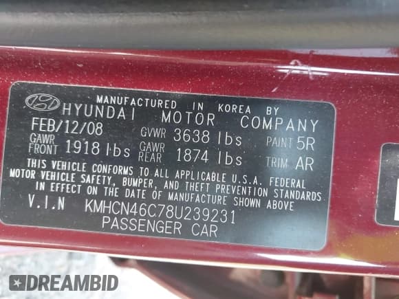 ✅ 2008 Hyundai Accent GLS • VIN: KMHCN46C78U239231 • Лот: 42668851. Опубликован ранее на IAAI с пробегом 160 030 миль. Бесплатный доступ к архиву аукционных продаж из США и подробный отчёт об истории автомобиля на DreamBid. Изображение 9.