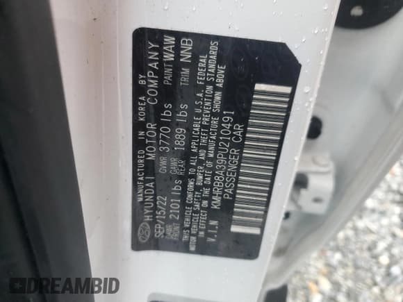 ✅ 2023 Hyundai Venue SE • VIN: KMHRB8A39PU210491 • Lot: 88960495. Listed on Copart with 28,592 mi. Free auction sales archive from the USA and detailed vehicle history report at DreamBid. Image 13.