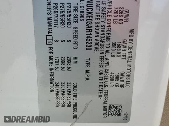 ✅ 2010 Chevrolet Suburban LTZ • VIN: 1GNUCKE03AR145230 • Lot: 80114884. Wystawiony na Copart z przebiegiem 289 420 mil. Bezpłatny archiwum sprzedaży aukcyjnych z USA i szczegółowy raport historii pojazdu na DreamBid. Zdjęcie 14.