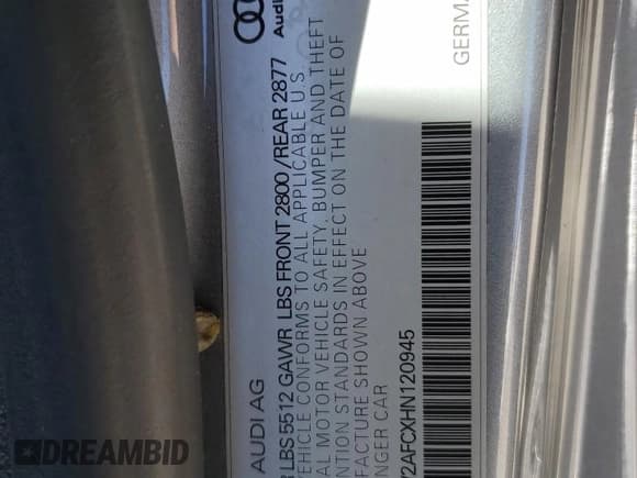 ✅ 2017 Audi A7 Premium Plus • VIN: WAUW2AFCXHN120945 • Лот: 66336185. Опубликован ранее на Copart с пробегом 82 847 миль. Бесплатный доступ к архиву аукционных продаж из США и подробный отчёт об истории автомобиля на DreamBid. Изображение 12.