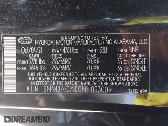 ✅ 2022 Hyundai Tucson SE • VIN: 5NMJACAE0NH053009 • Lot: 43550808. Listed on IAAI with 48,601 mi. Free auction sales archive from the USA and detailed vehicle history report at DreamBid. Image 9.