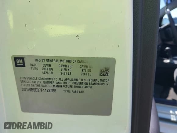 ✅ 2015 Chevrolet Impala LT • VIN: 2G1WB5E37F1122056 • Лот: 43170781. Опубликован ранее на IAAI с пробегом 236 421 миль. Бесплатный доступ к архиву аукционных продаж из США и подробный отчёт об истории автомобиля на DreamBid. Изображение 9.