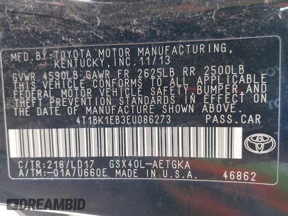 ✅ 2014 Toyota Avalon XLE Premium • VIN: 4T1BK1EB3EU086273 • Lot: 43682146. Wystawiony na IAAI z przebiegiem 235 580 mil. Bezpłatny archiwum sprzedaży aukcyjnych z USA i szczegółowy raport historii pojazdu na DreamBid. Zdjęcie 9.