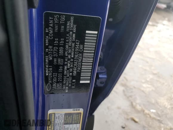 ✅ 2022 Hyundai Venue SEL • VIN: KMHRC8A31NU199447 • Lot: 81801704. Listed on Copart with 51,532 mi. Free auction sales archive from the USA and detailed vehicle history report at DreamBid. Image 13.