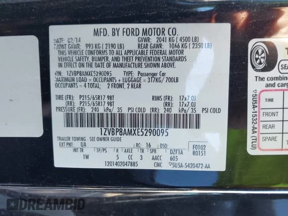 ✅ 2014 Ford Mustang V6 • VIN: 1ZVBP8AMXE5290095 • Лот: 43780662. Опубликован ранее на IAAI с пробегом 189 131 миль. Бесплатный доступ к архиву аукционных продаж из США и подробный отчёт об истории автомобиля на DreamBid. Изображение 9.