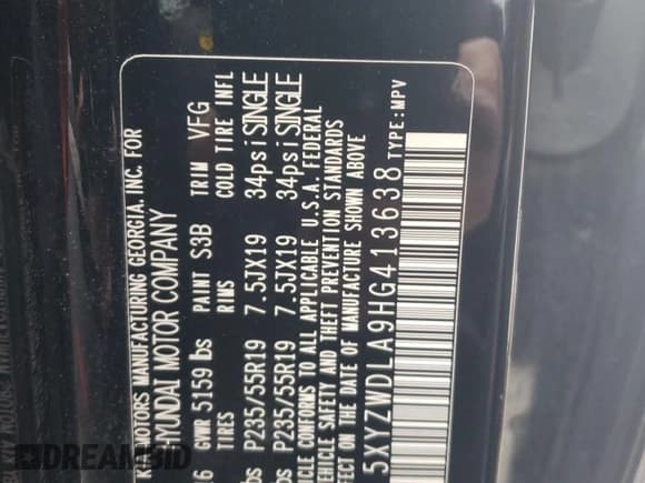 ✅ 2017 Hyundai Santa Fe Ultimate • VIN: 5XYZWDLA9HG413638 • Лот: 56983724. Опубликован ранее на Copart с пробегом 101 687 миль. Бесплатный доступ к архиву аукционных продаж из США и подробный отчёт об истории автомобиля на DreamBid. Изображение 14.