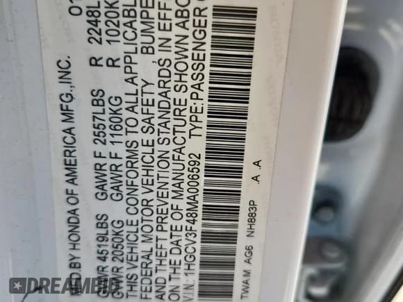 ✅ 2021 Honda Accord EX • VIN: 1HGCV3F48MA006592 • Lot: 72099205. Wystawiony na Copart z przebiegiem 120 761 mil. Bezpłatny archiwum sprzedaży aukcyjnych z USA i szczegółowy raport historii pojazdu na DreamBid. Zdjęcie 13.