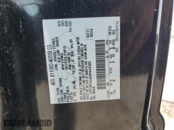 ✅ 2005 Ford Ranger XL • VIN: 1FTYR14U65PA45583 • Лот: 82071465. Опубликован ранее на Copart с пробегом 276 109 миль. Бесплатный доступ к архиву аукционных продаж из США и подробный отчёт об истории автомобиля на DreamBid. Изображение 12.