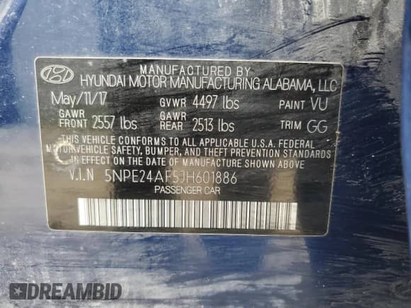 2018 Hyundai Sonata SE с VIN 5NPE24AF5JH601886, выставлен на аукционе Copart как лот 85410495 с пробегом 157 704 миль миль и Чистый • Clean title. История ставок и продаж доступна на DreamBid. Изображение 12.