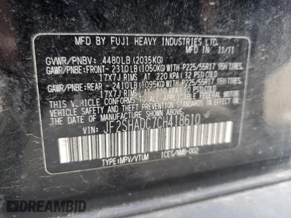 ✅ 2012 Subaru Forester X Premium • VIN: JF2SHADC7CH418610 • Лот: 90823495. Опубликован ранее на Copart с пробегом 213 066 миль. Бесплатный доступ к архиву аукционных продаж из США и подробный отчёт об истории автомобиля на DreamBid. Изображение 12.