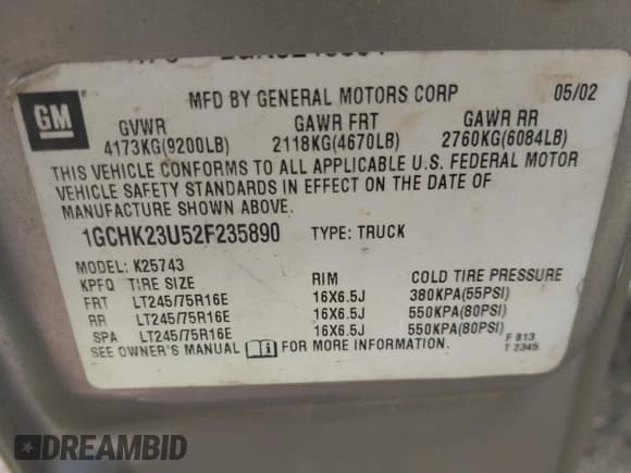 ✅ 2002 Chevrolet Silverado 2500HD LT • VIN: 1GCHK23U52F235890 • Lot: 43040627. Listed on IAAI with 361,130 mi. Free auction sales archive from the USA and detailed vehicle history report at DreamBid. Image 9.