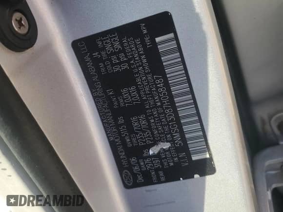 2007 Hyundai Santa Fe GLS с VIN 5NMSG13D87H058487, выставлен на аукционе Copart как лот 69313444 с пробегом 140 896 миль миль и Списание • Salvage title. История ставок и продаж доступна на DreamBid. Изображение 12.