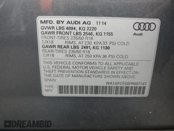 ✅ 2015 Audi Q3 Prestige • VIN: WA1GFCFS0FR007147 • Lot: 80878225. Listed on Copart with 83,521 mi. Free auction sales archive from the USA and detailed vehicle history report at DreamBid. Image 14.