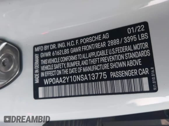 ✅ 2022 Porsche Taycan • VIN: WP0AA2Y10NSA13775 • Lot: 40645854. Wystawiony na IAAI z przebiegiem 19 149 mil. Bezpłatny archiwum sprzedaży aukcyjnych z USA i szczegółowy raport historii pojazdu na DreamBid. Zdjęcie 9.