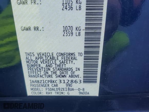 ✅ 2019 Nissan LEAF SL Plus • VIN: 1N4BZ1CP8KC312863 • Lot: 93231595. Listed on Copart with 64,900 mi. Free auction sales archive from the USA and detailed vehicle history report at DreamBid. Image 12.