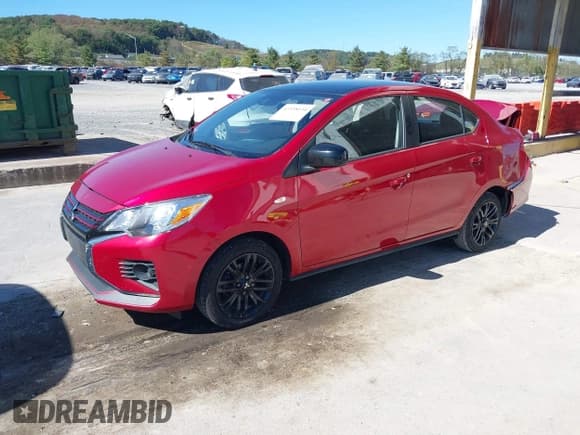 ✅ 2023 Mitsubishi Mirage ES • VIN: ML32FUFJ1PHF02242 • Lot: 43338134. Listed on IAAI with 53,211 mi. Free auction sales archive from the USA and detailed vehicle history report at DreamBid. Image 2.