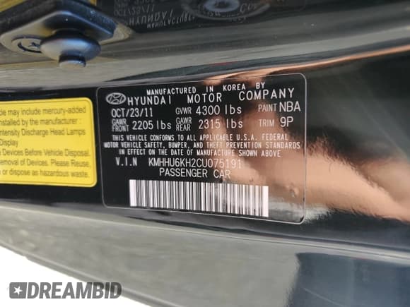 ✅ 2012 Hyundai Genesis Coupe R-Spec • VIN: KMHHU6KH2CU075191 • Lot: 87254365. Wystawiony na Copart z przebiegiem Nie podano. Bezpłatny archiwum sprzedaży aukcyjnych z USA i szczegółowy raport historii pojazdu na DreamBid. Zdjęcie 12.