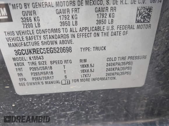 ✅ 2014 Chevrolet Silverado 1500 LT • VIN: 3GCUKREC5EG520698 • Lot: 41802165. Wystawiony na IAAI z przebiegiem 191 697 mil. Bezpłatny archiwum sprzedaży aukcyjnych z USA i szczegółowy raport historii pojazdu na DreamBid. Zdjęcie 9.