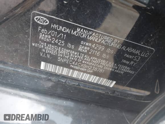 2011 Hyundai Sonata Limited z VIN 5NPEC4ACXBH238781, wystawiony jako IAAI lot #42818266 z przebiegiem 133 657 mil mil oraz . Historia ofert i sprzedaży dostępna na DreamBid. Obrazek 9.