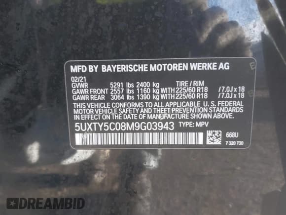 ✅ 2021 BMW X3 xDrive30i • VIN: 5UXTY5C08M9G03943 • Лот: 43488373. Опубликован ранее на IAAI с пробегом 37 569 миль. Бесплатный доступ к архиву аукционных продаж из США и подробный отчёт об истории автомобиля на DreamBid. Изображение 9.