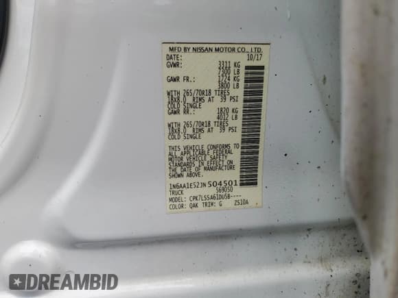 ✅ 2018 Nissan Titan Pro-4X • VIN: 1N6AA1E52JN504501 • Лот: 54606545. Опубликован ранее на Copart с пробегом 187 042 миль. Бесплатный доступ к архиву аукционных продаж из США и подробный отчёт об истории автомобиля на DreamBid. Изображение 12.