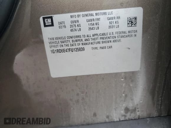 ✅ 2015 Chevrolet Volt • VIN: 1G1RD6E47FU125839 • Lot: 79265044. Wystawiony na Copart z przebiegiem 132 270 mil. Bezpłatny archiwum sprzedaży aukcyjnych z USA i szczegółowy raport historii pojazdu na DreamBid. Zdjęcie 12.