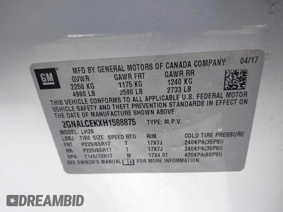 ✅ 2017 Chevrolet Equinox LT • VIN: 2GNALCEKXH1588875 • Лот: 43411350. Опубликован ранее на IAAI с пробегом 92 743 миль. Бесплатный доступ к архиву аукционных продаж из США и подробный отчёт об истории автомобиля на DreamBid. Изображение 9.