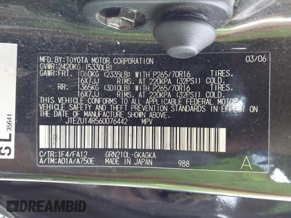 ✅ 2006 Toyota 4Runner SR5 • VIN: JTEZU14R560076442 • Lot: 43029375. Wystawiony na IAAI z przebiegiem 187 926 mil. Bezpłatny archiwum sprzedaży aukcyjnych z USA i szczegółowy raport historii pojazdu na DreamBid. Zdjęcie 9.