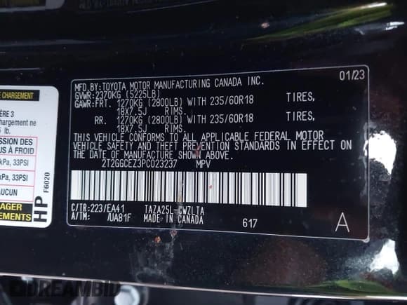 ✅ 2023 Lexus NX 350 Premium • VIN: 2T2GGCEZ3PC023237 • Lot: 43549634. Listed on IAAI with 26,961 mi. Free auction sales archive from the USA and detailed vehicle history report at DreamBid. Image 9.