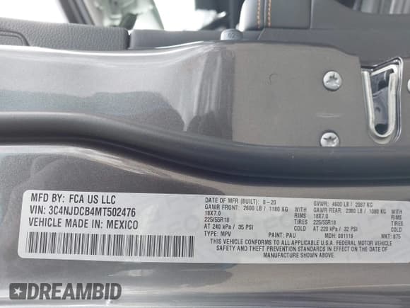 ✅ 2021 Jeep Compass Limited • VIN: 3C4NJDCB4MT502476 • Лот: 43694634. Опубликован ранее на IAAI с пробегом 19 053 миль. Бесплатный доступ к архиву аукционных продаж из США и подробный отчёт об истории автомобиля на DreamBid. Изображение 9.