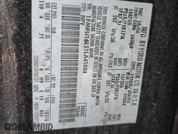 ✅ 2001 Ford Expedition XLT • VIN: 1FMPU16L51LA41004 • Лот: 87037375. Опубликован ранее на Copart с пробегом Не указан. Бесплатный доступ к архиву аукционных продаж из США и подробный отчёт об истории автомобиля на DreamBid. Изображение 13.