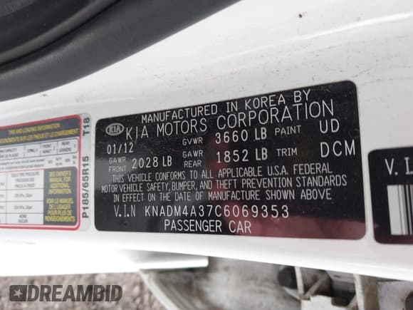 ✅ 2012 Kia Rio LX • VIN: KNADM4A37C6069353 • Lot: 43337394. Wystawiony na IAAI z przebiegiem 138 490 mil. Bezpłatny archiwum sprzedaży aukcyjnych z USA i szczegółowy raport historii pojazdu na DreamBid. Zdjęcie 9.