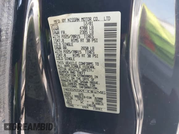 ✅ 2002 Nissan Frontier XE • VIN: 1N6DD26SX2C336246 • Lot: 42707172. Wystawiony na IAAI z przebiegiem 196 650 mil. Bezpłatny archiwum sprzedaży aukcyjnych z USA i szczegółowy raport historii pojazdu na DreamBid. Zdjęcie 9.