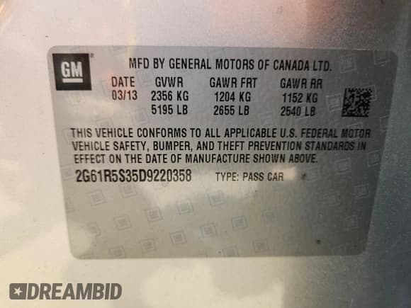 ✅ 2013 Cadillac XTS Luxury • VIN: 2G61R5S35D9220358 • Lot: 65884895. Wystawiony na Copart z przebiegiem 28 562 mil. Bezpłatny archiwum sprzedaży aukcyjnych z USA i szczegółowy raport historii pojazdu na DreamBid. Zdjęcie 12.