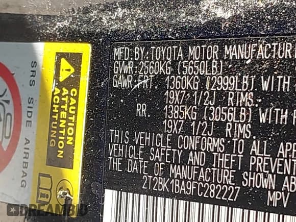 ✅ 2015 Lexus RX 350 • VIN: 2T2BK1BA9FC282227 • Лот: 43676214. Опубликован ранее на IAAI с пробегом 102 757 миль. Бесплатный доступ к архиву аукционных продаж из США и подробный отчёт об истории автомобиля на DreamBid. Изображение 9.