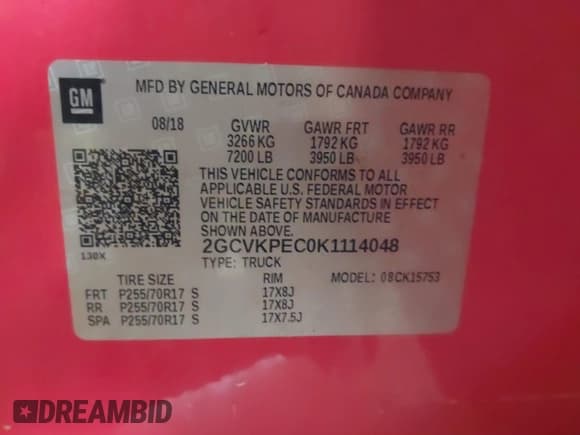 ✅ 2019 Chevrolet Silverado 1500 LT • VIN: 2GCVKPEC0K1114048 • Lot: 43668162. Wystawiony na IAAI z przebiegiem 106 363 mil. Bezpłatny archiwum sprzedaży aukcyjnych z USA i szczegółowy raport historii pojazdu na DreamBid. Zdjęcie 9.