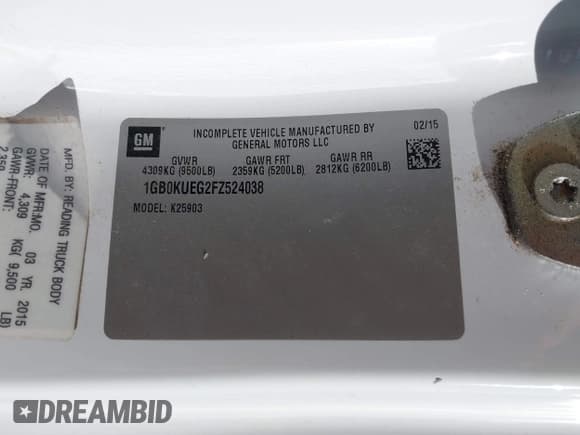 ✅ 2015 Chevrolet Silverado 2500HD Work Truck • VIN: 1GB0KUEG2FZ524038 • Лот: 43665724. Опубликован ранее на IAAI с пробегом 246 499 миль. Бесплатный доступ к архиву аукционных продаж из США и подробный отчёт об истории автомобиля на DreamBid. Изображение 9.