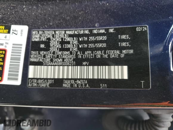 ✅ 2024 Lexus TX 350 • VIN: 5TDAAAA68RS006231 • Lot: 46048495. Wystawiony na Copart z przebiegiem 6 749 mil. Bezpłatny archiwum sprzedaży aukcyjnych z USA i szczegółowy raport historii pojazdu na DreamBid. Zdjęcie 13.