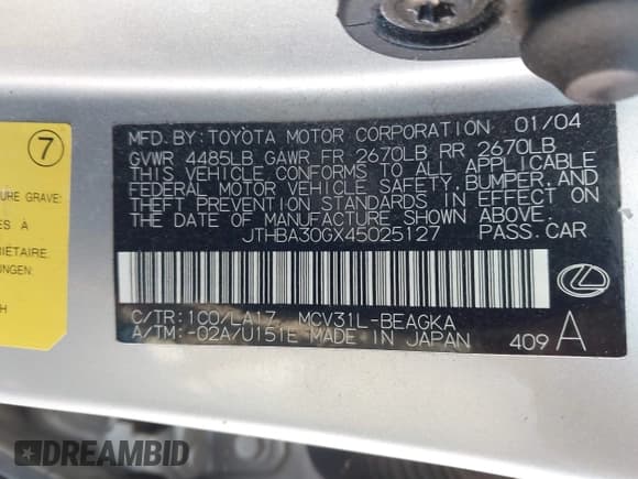 ✅ 2004 Lexus ES 350 • VIN: JTHBA30GX45025127 • Lot: 43607640. Wystawiony na IAAI z przebiegiem 159 751 mil. Bezpłatny archiwum sprzedaży aukcyjnych z USA i szczegółowy raport historii pojazdu na DreamBid. Zdjęcie 9.