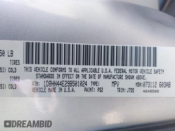 ✅ 2009 Dodge Grand Caravan SE • VIN: 1D8HN44E29B501024 • Lot: 43653699. Listed on IAAI with 145,512 mi. Free auction sales archive from the USA and detailed vehicle history report at DreamBid. Image 9.