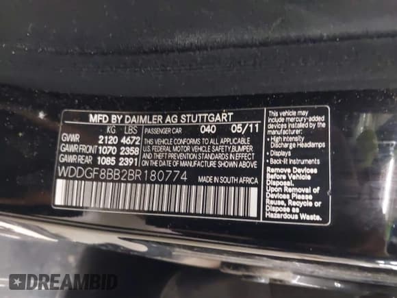 ✅ 2011 Mercedes-Benz C 300 Sport • VIN: WDDGF8BB2BR180774 • Lot: 43639309. Listed on IAAI with 135,449 mi. Free auction sales archive from the USA and detailed vehicle history report at DreamBid. Image 9.