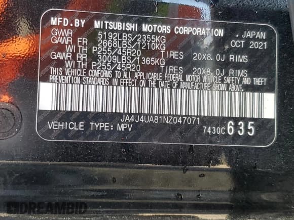 ✅ 2022 Mitsubishi Outlander SE • VIN: JA4J4UA81NZ047071 • Lot: 83972985. Wystawiony na Copart z przebiegiem 52 862 mil. Bezpłatny archiwum sprzedaży aukcyjnych z USA i szczegółowy raport historii pojazdu na DreamBid. Zdjęcie 13.