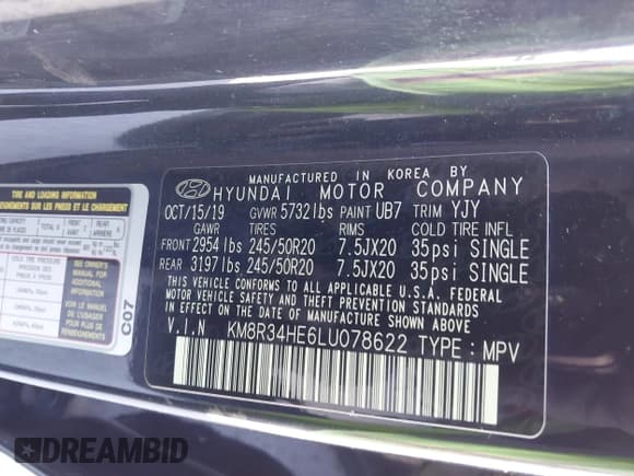 ✅ 2020 Hyundai Palisade SEL • VIN: KM8R34HE6LU078622 • Лот: 43275126. Опубликован ранее на IAAI с пробегом 118 371 миль. Бесплатный доступ к архиву аукционных продаж из США и подробный отчёт об истории автомобиля на DreamBid. Изображение 9.