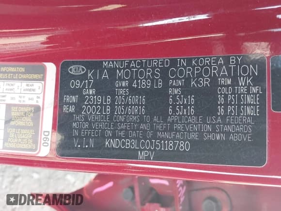 ✅ 2018 Kia Niro LX • VIN: KNDCB3LC0J5118780 • Lot: 43191272. Listed on IAAI with 102,856 mi. Free auction sales archive from the USA and detailed vehicle history report at DreamBid. Image 9.