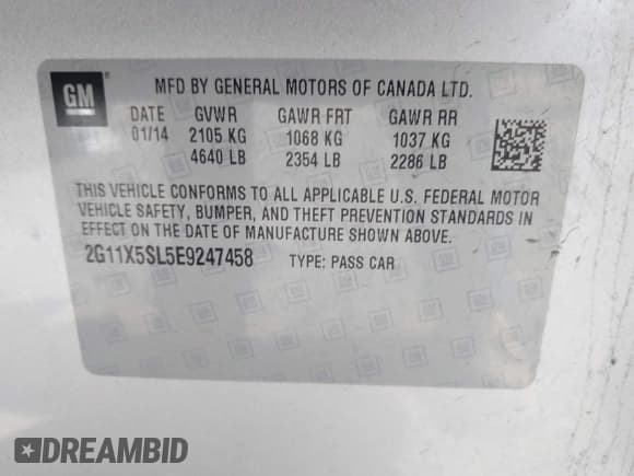 ✅ 2014 Chevrolet Impala LS • VIN: 2G11X5SL5E9247458 • Лот: 41664820. Опубликован ранее на IAAI с пробегом 201 503 миль. Бесплатный доступ к архиву аукционных продаж из США и подробный отчёт об истории автомобиля на DreamBid. Изображение 9.