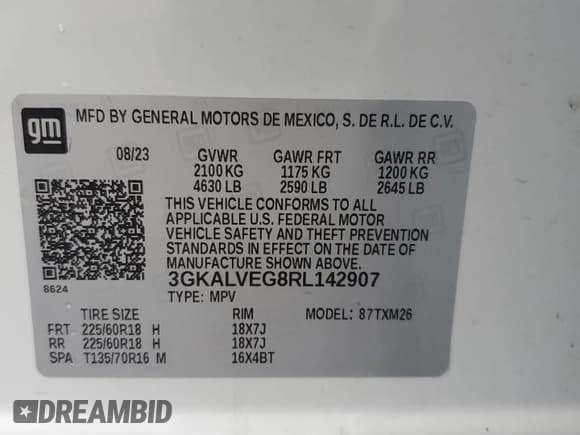✅ 2024 GMC Terrain SLT • VIN: 3GKALVEG8RL142907 • Lot: 58920255. Listed on Copart with 36,326 mi. Free auction sales archive from the USA and detailed vehicle history report at DreamBid. Image 14.