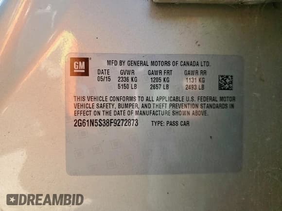 ✅ 2015 Cadillac XTS Luxury • VIN: 2G61N5S38F9272873 • Lot: 85374685. Listed on Copart with 72,793 mi. Free auction sales archive from the USA and detailed vehicle history report at DreamBid. Image 12.